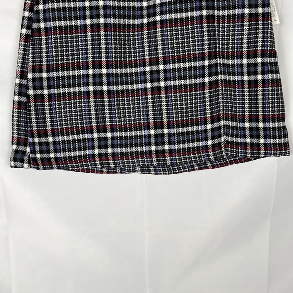 Plaided Mini Skirt Blue & Black Side Split Back Zipper Juniors Size Small - Picture 4 of 9